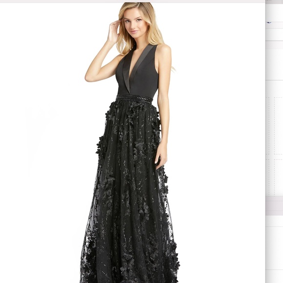 TUXEDO INSPIRED FLORAL EMBROIDERED GOWN - Picture 4 of 12